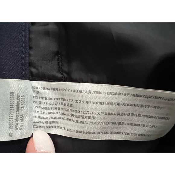 Abercrombie & Fitch Women's Tailored Straight Crossover Waist Pants Navy 32/14R - Picture 10 of 11